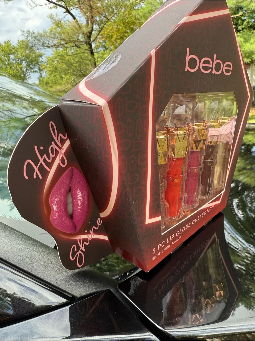 bebe 5-Piece Lip Gloss Set — Red, Pink, Burgundy, Mauve & Nude